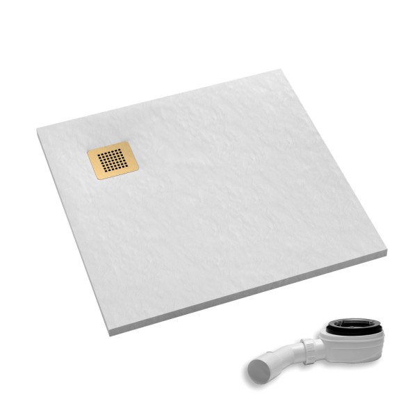 AQUABAD Duschwanne Palast White Stone | Quadrat